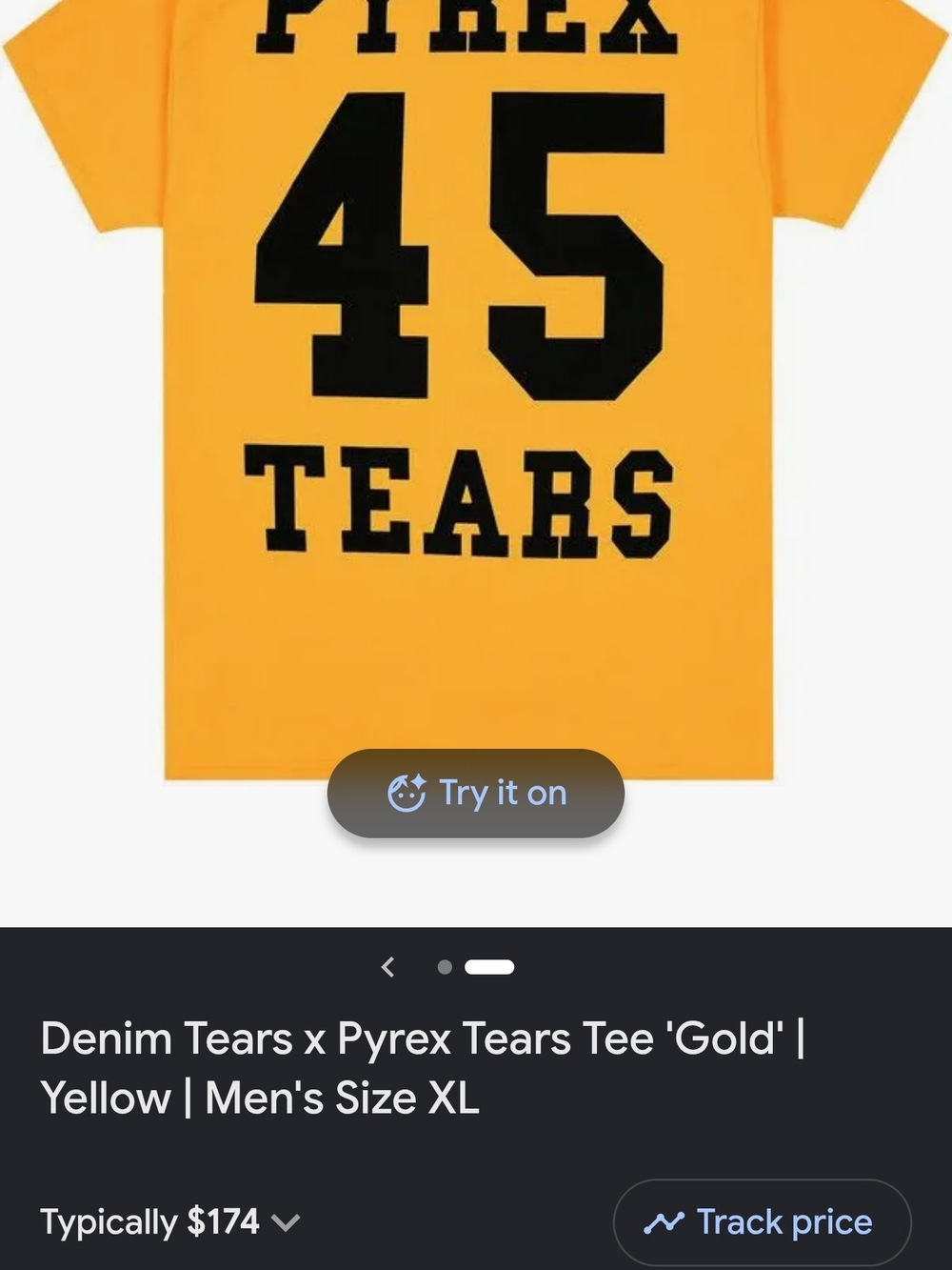 Denim Tears/Pyrex Collab Men's Gold & Black Graphic Tee
